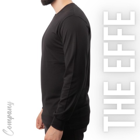 Sıfır Yaka Uzun Kol T-shirt Siyah - Toptan Company