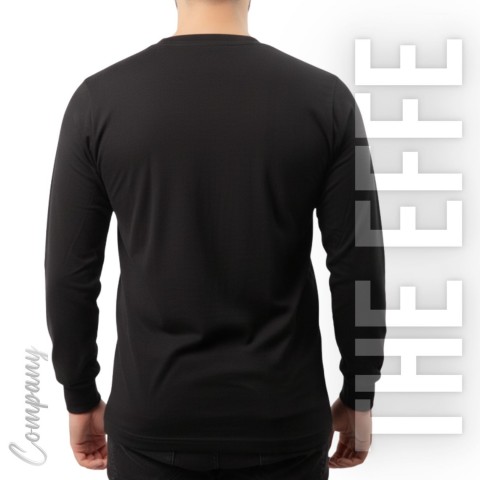 Sıfır Yaka Uzun Kol T-shirt Siyah - Toptan Company
